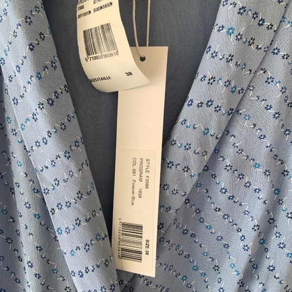 NEW! Ganni Blue Floral High Low Wrap Dress Size 8-10 - Picture 3 of 10